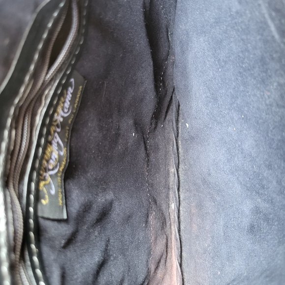 Blue Vintage 80s Karnig Mann Genuine Leather Shoulder Purse Made in Canada - Picture 4 of 4